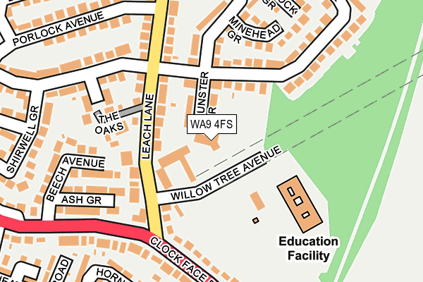 WA9 4FS map - OS OpenMap – Local (Ordnance Survey)