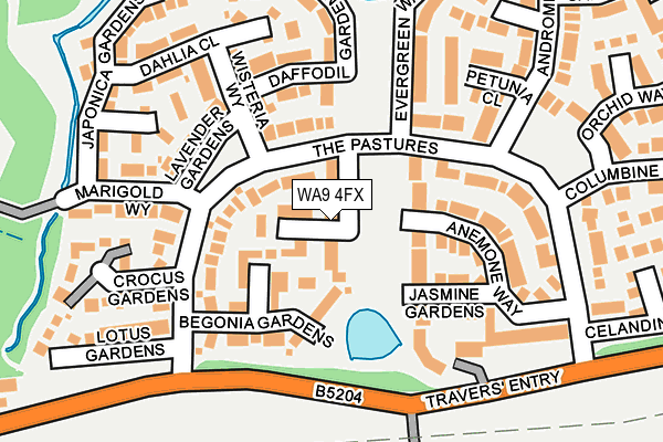 WA9 4FX map - OS OpenMap – Local (Ordnance Survey)
