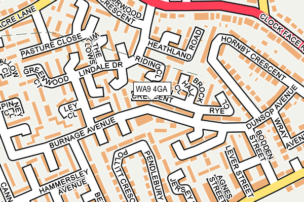 WA9 4GA map - OS OpenMap – Local (Ordnance Survey)