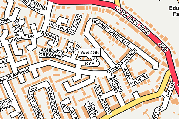 WA9 4GB map - OS OpenMap – Local (Ordnance Survey)