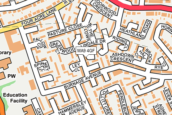 WA9 4GF map - OS OpenMap – Local (Ordnance Survey)