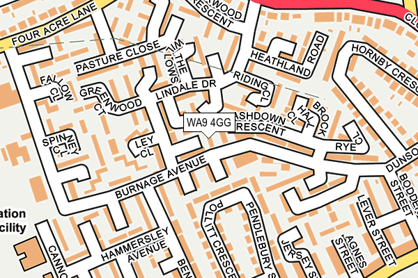WA9 4GG map - OS OpenMap – Local (Ordnance Survey)