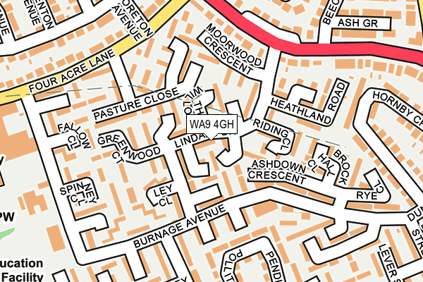 WA9 4GH map - OS OpenMap – Local (Ordnance Survey)