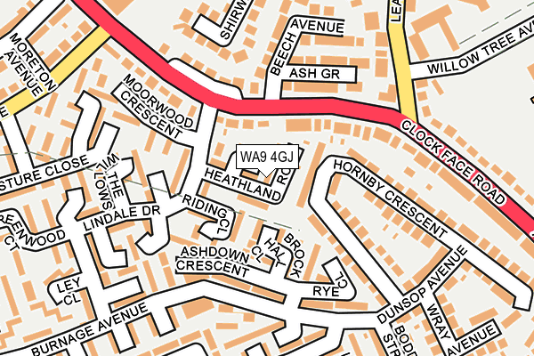 WA9 4GJ map - OS OpenMap – Local (Ordnance Survey)