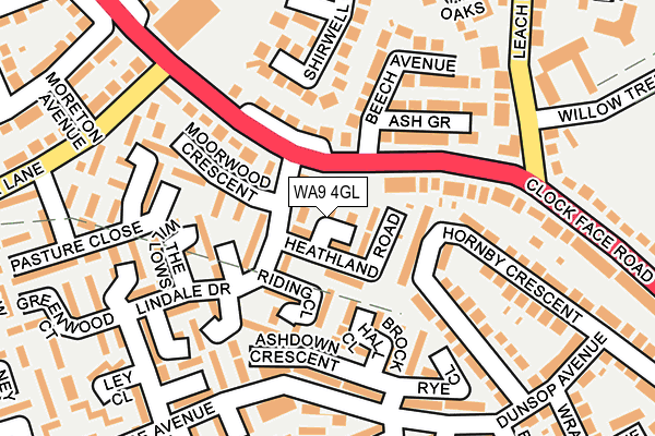 WA9 4GL map - OS OpenMap – Local (Ordnance Survey)