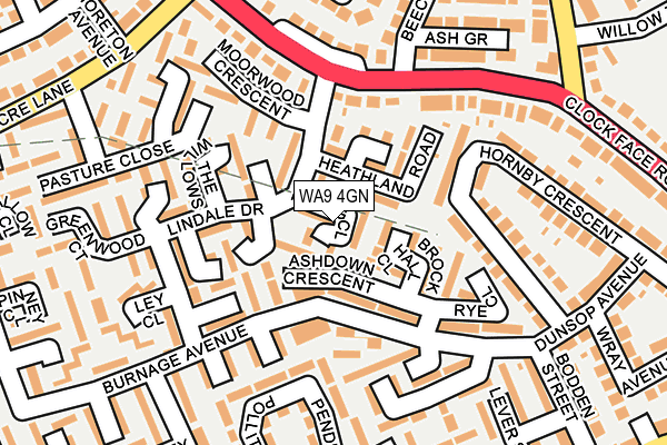 WA9 4GN map - OS OpenMap – Local (Ordnance Survey)