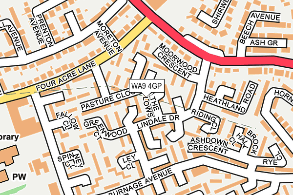 WA9 4GP map - OS OpenMap – Local (Ordnance Survey)