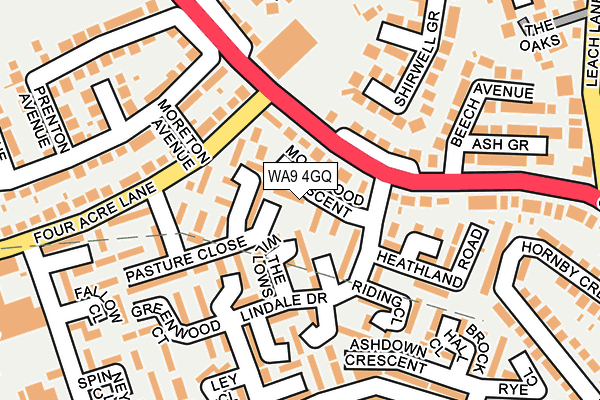 WA9 4GQ map - OS OpenMap – Local (Ordnance Survey)