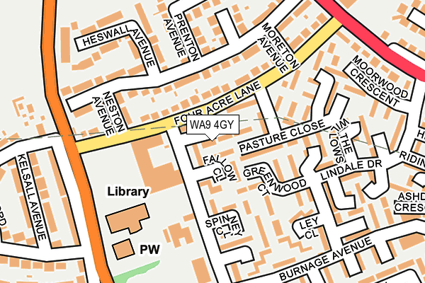 WA9 4GY map - OS OpenMap – Local (Ordnance Survey)