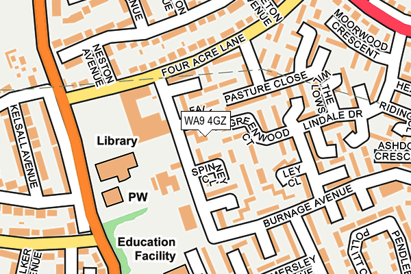 WA9 4GZ map - OS OpenMap – Local (Ordnance Survey)
