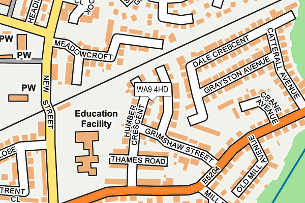 WA9 4HD map - OS OpenMap – Local (Ordnance Survey)
