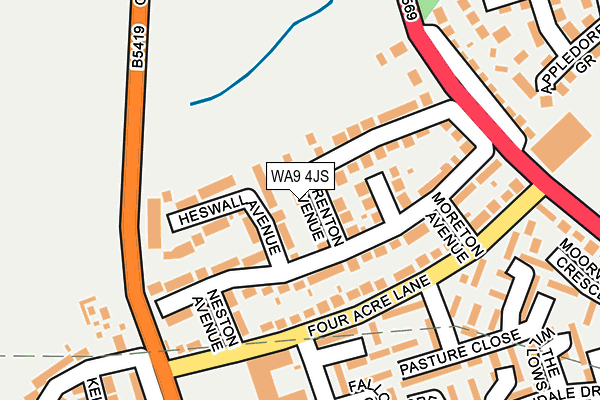 WA9 4JS map - OS OpenMap – Local (Ordnance Survey)