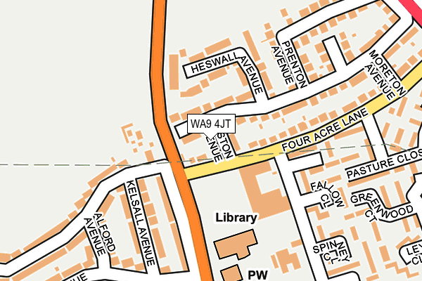 WA9 4JT map - OS OpenMap – Local (Ordnance Survey)