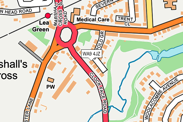 WA9 4JZ map - OS OpenMap – Local (Ordnance Survey)