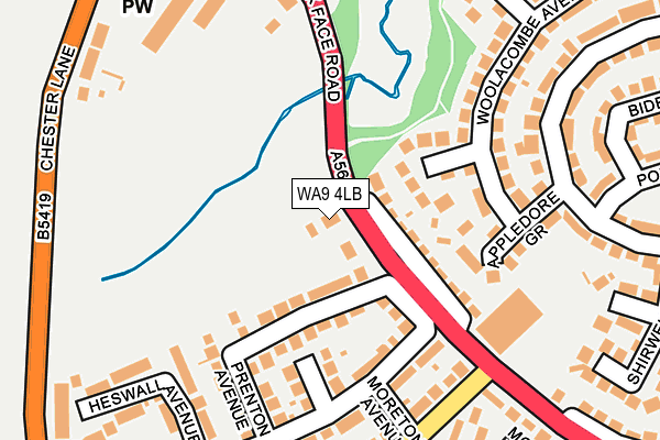 WA9 4LB map - OS OpenMap – Local (Ordnance Survey)