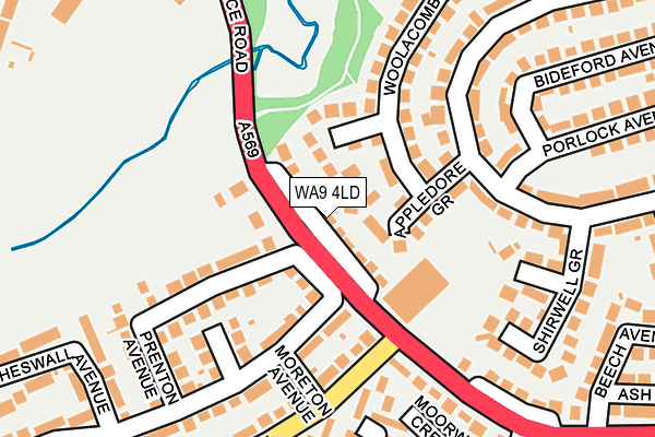 WA9 4LD map - OS OpenMap – Local (Ordnance Survey)