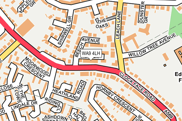 WA9 4LH map - OS OpenMap – Local (Ordnance Survey)