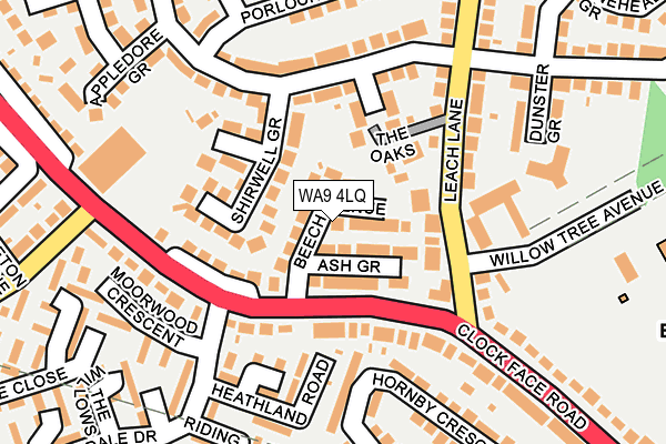 WA9 4LQ map - OS OpenMap – Local (Ordnance Survey)