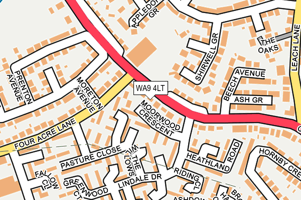 WA9 4LT map - OS OpenMap – Local (Ordnance Survey)