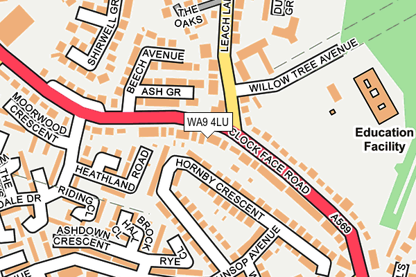 WA9 4LU map - OS OpenMap – Local (Ordnance Survey)