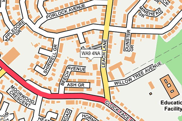 WA9 4NA map - OS OpenMap – Local (Ordnance Survey)