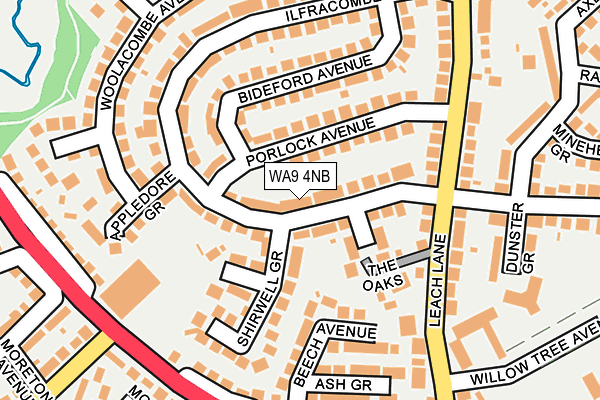 WA9 4NB map - OS OpenMap – Local (Ordnance Survey)