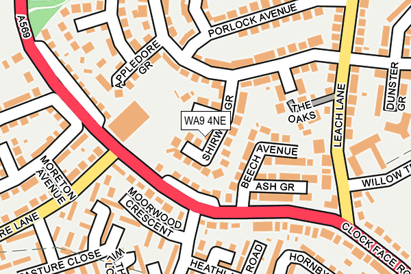 WA9 4NE map - OS OpenMap – Local (Ordnance Survey)