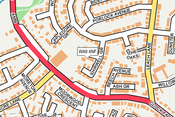 WA9 4NF map - OS OpenMap – Local (Ordnance Survey)