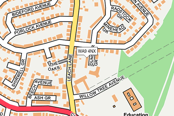 WA9 4NX map - OS OpenMap – Local (Ordnance Survey)