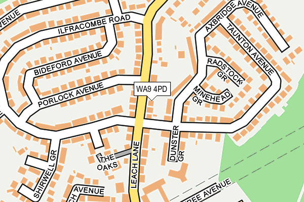 WA9 4PD map - OS OpenMap – Local (Ordnance Survey)