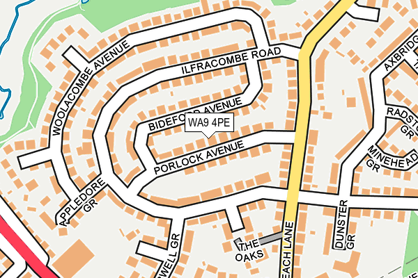 WA9 4PE map - OS OpenMap – Local (Ordnance Survey)