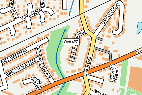 WA9 4PZ map - OS OpenMap – Local (Ordnance Survey)