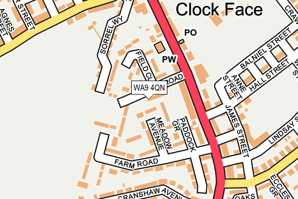 WA9 4QN map - OS OpenMap – Local (Ordnance Survey)