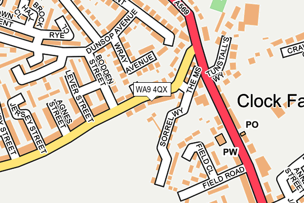 WA9 4QX map - OS OpenMap – Local (Ordnance Survey)