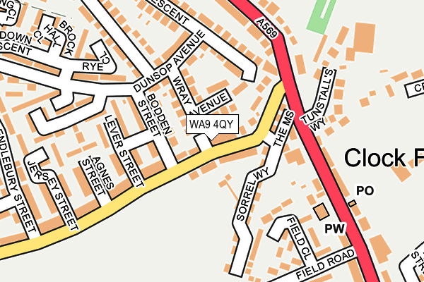WA9 4QY map - OS OpenMap – Local (Ordnance Survey)