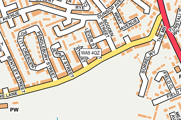 WA9 4QZ map - OS OpenMap – Local (Ordnance Survey)