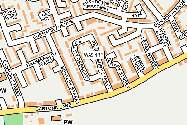 WA9 4RF map - OS OpenMap – Local (Ordnance Survey)