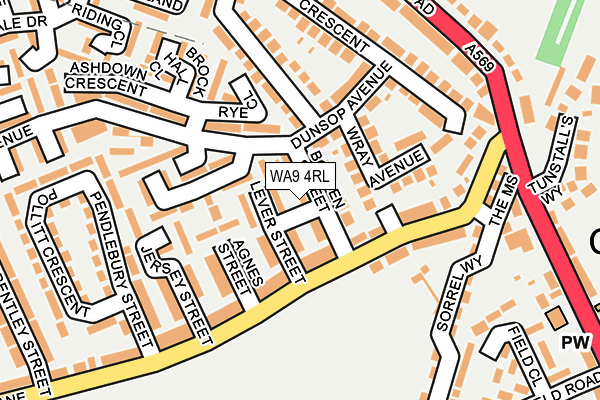 WA9 4RL map - OS OpenMap – Local (Ordnance Survey)