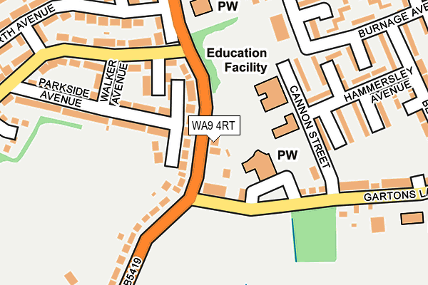 WA9 4RT map - OS OpenMap – Local (Ordnance Survey)