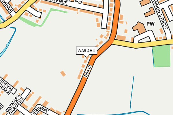 WA9 4RU map - OS OpenMap – Local (Ordnance Survey)