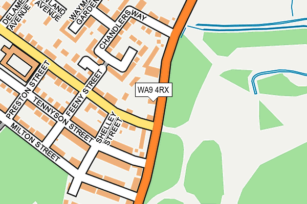 WA9 4RX map - OS OpenMap – Local (Ordnance Survey)