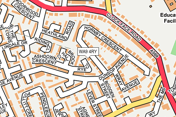 WA9 4RY map - OS OpenMap – Local (Ordnance Survey)