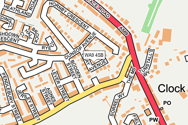WA9 4SB map - OS OpenMap – Local (Ordnance Survey)