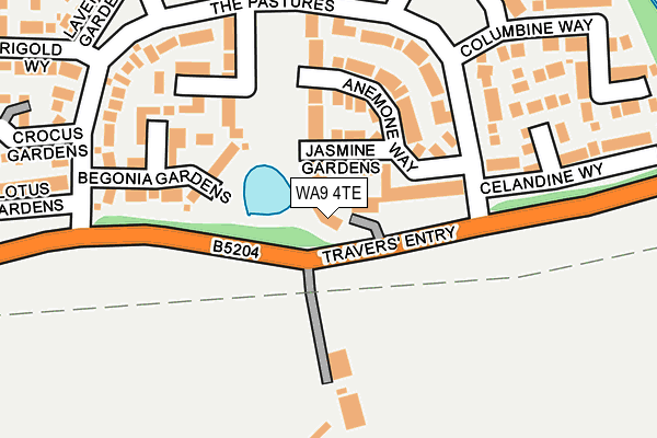 WA9 4TE map - OS OpenMap – Local (Ordnance Survey)