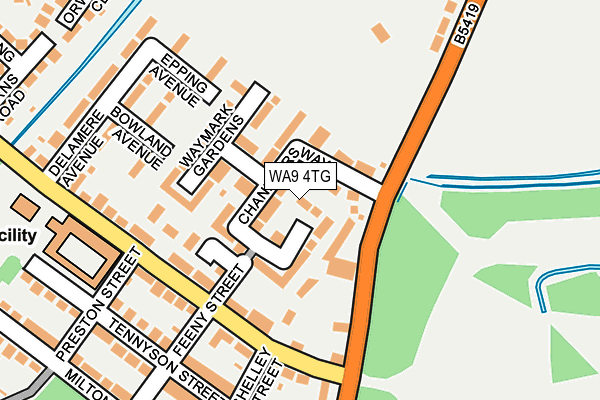 WA9 4TG map - OS OpenMap – Local (Ordnance Survey)