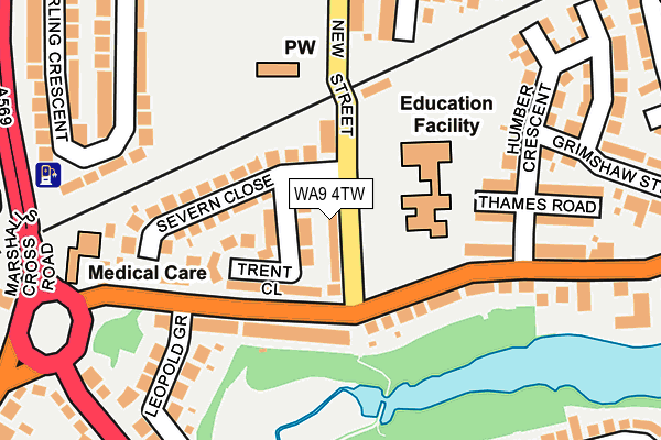 WA9 4TW map - OS OpenMap – Local (Ordnance Survey)