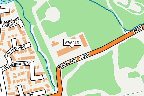 WA9 4TX map - OS OpenMap – Local (Ordnance Survey)