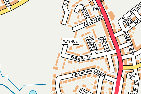 WA9 4UE map - OS OpenMap – Local (Ordnance Survey)