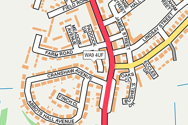 WA9 4UF map - OS OpenMap – Local (Ordnance Survey)