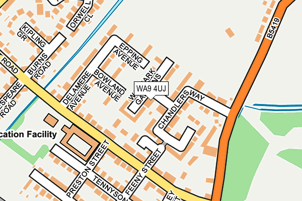 WA9 4UJ map - OS OpenMap – Local (Ordnance Survey)